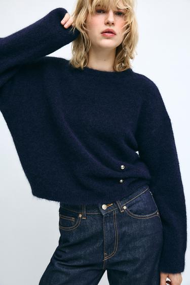 JERSEY PUNTO APLIQUE METÁLICO - Marino de Zara