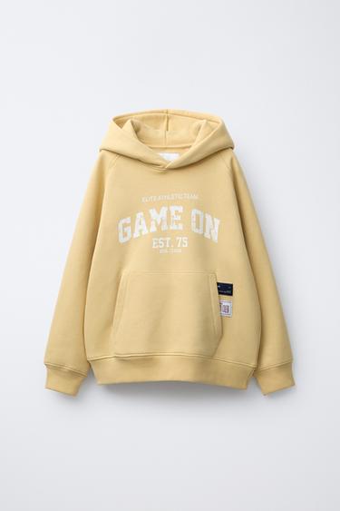 Zara TEXT HOODIE SWEATSHIRT - Yellow - Image 0