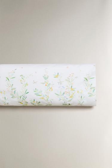 LEAF AND FLORAL PRINT SATEEN PILLOWCASE - Oyster-white by Zara - Image 4