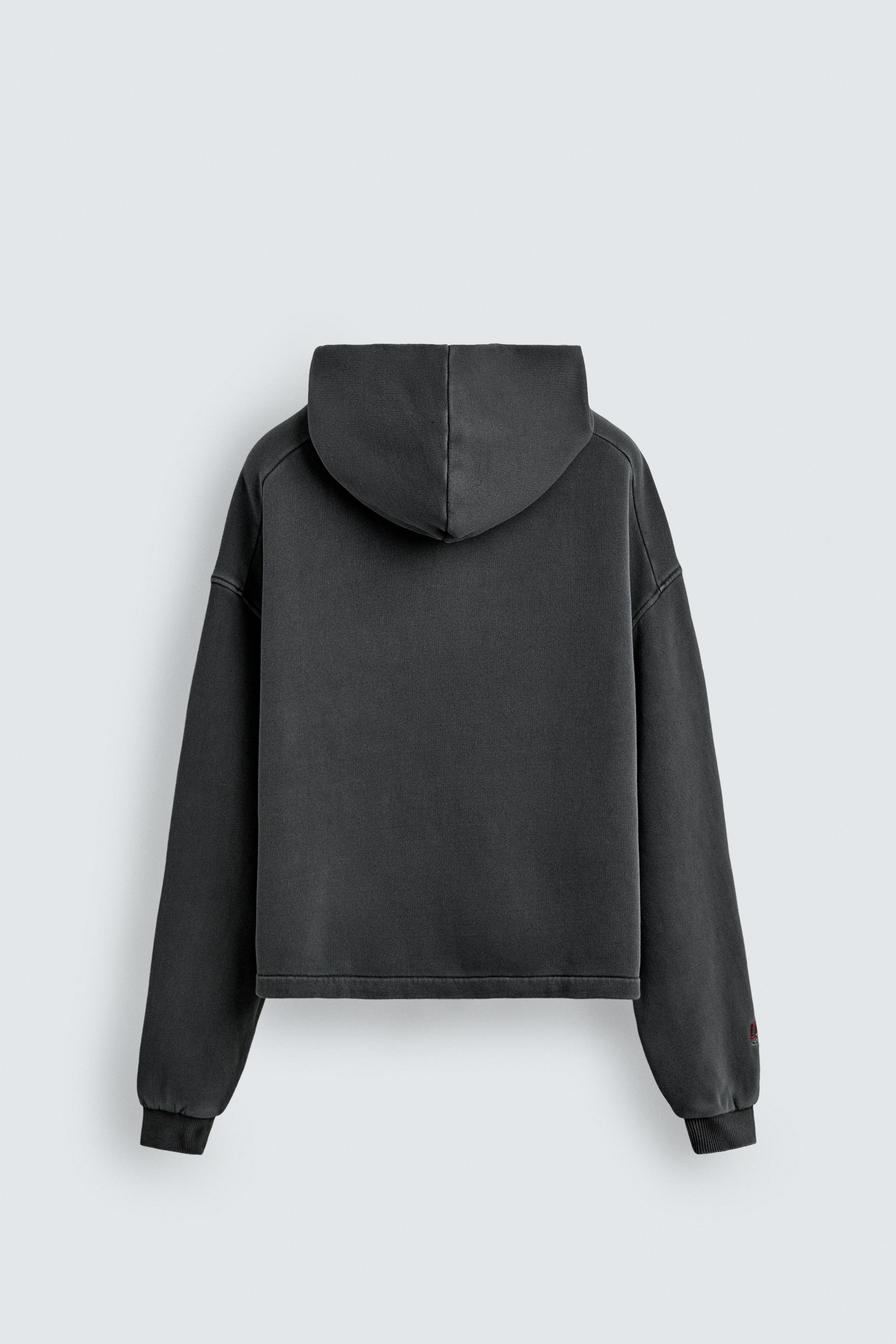 WASHED HOODIE WITH PATCHES - Anthracite grey | ZARA United States