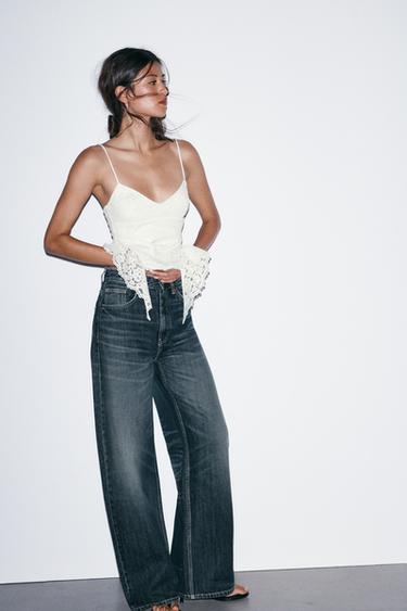 JEANS TRF EXTRA WIDE LEG TIRO ALTO - Marino de Zara