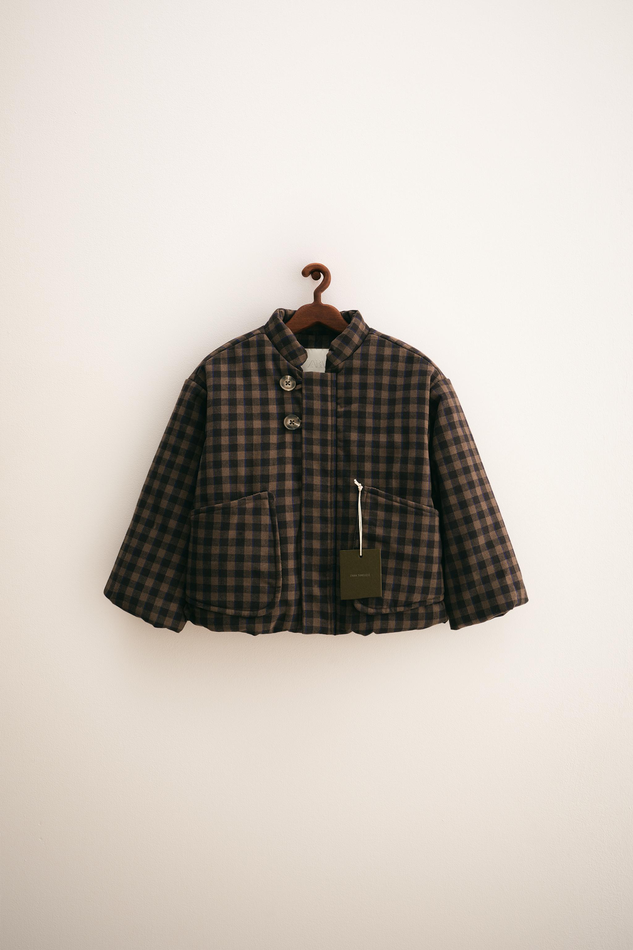 ZARA TIMELESS - チェック柄キルティングジャケット - ブラウン