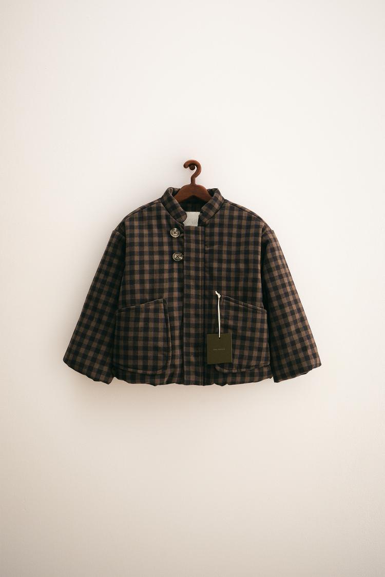 ZARA TIMELESS PLAID PADDED JACKET Brown ZARA Canada