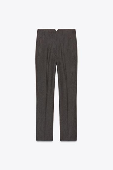 Zara PANTS WITH A HIGH WAIST - brown vigore