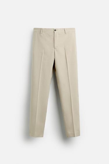 Zara TEXTURED SUIT PANTS - taupe brown