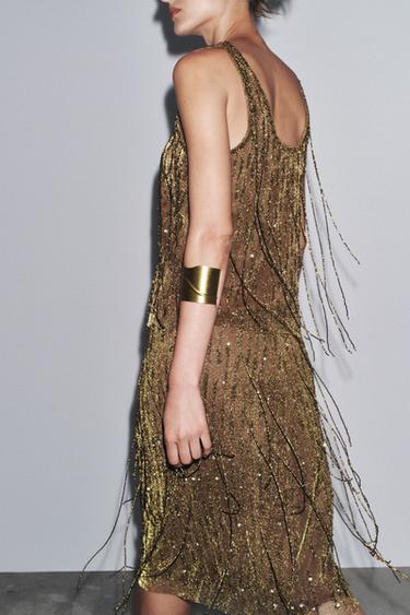 ZW COLLECTION BEADED SKIRT - Golden by Zara - Image 3