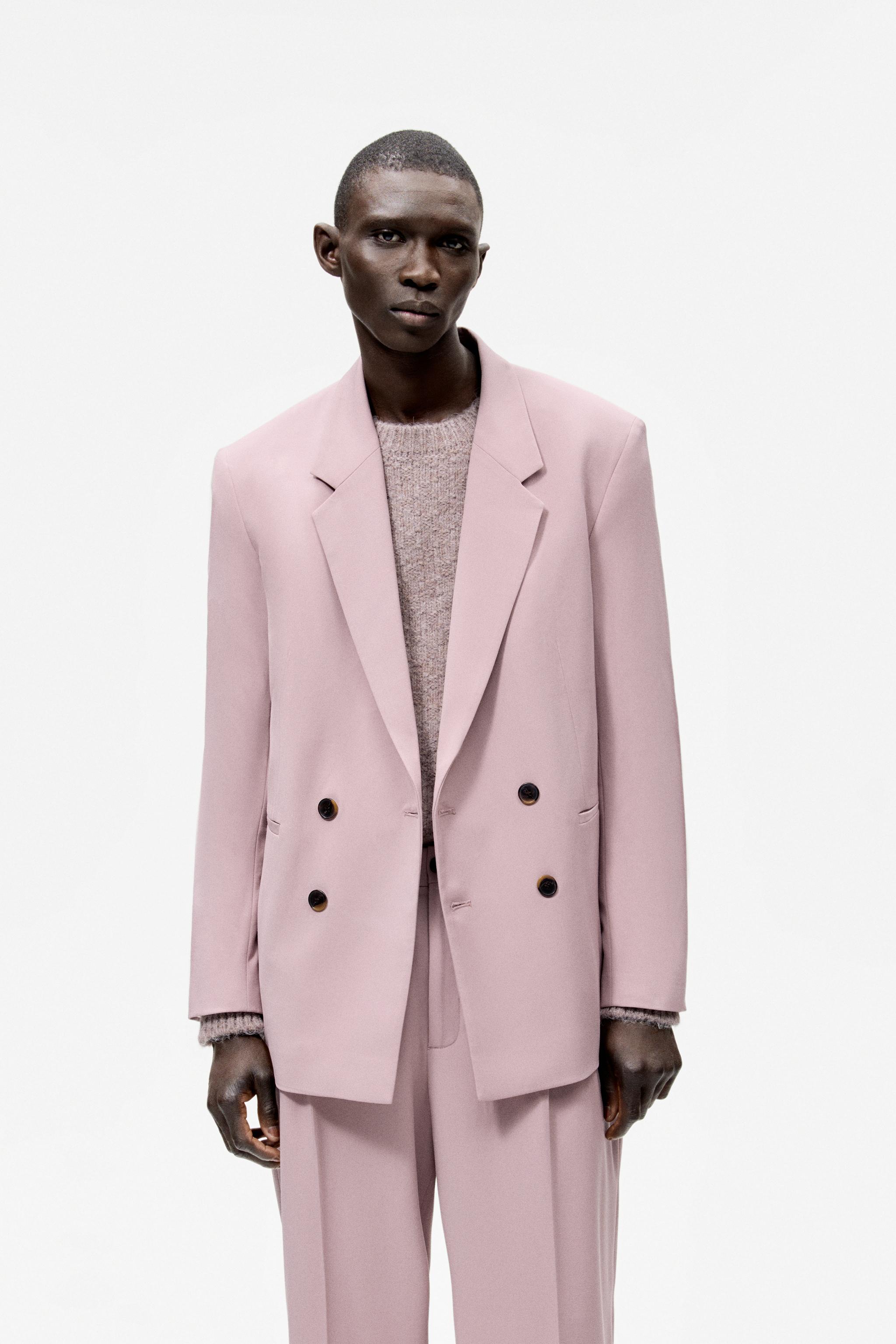 ZARA NEW WOMAN TAILORED DOUBLE-BREASTED BLAZER JACKET PINK S