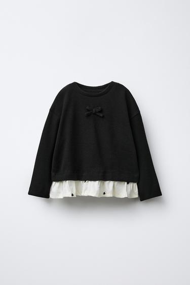 T-SHIRT SOFT TOUCH AVEC NŒUD ET CŒURS - Noir de Zara - Image 0