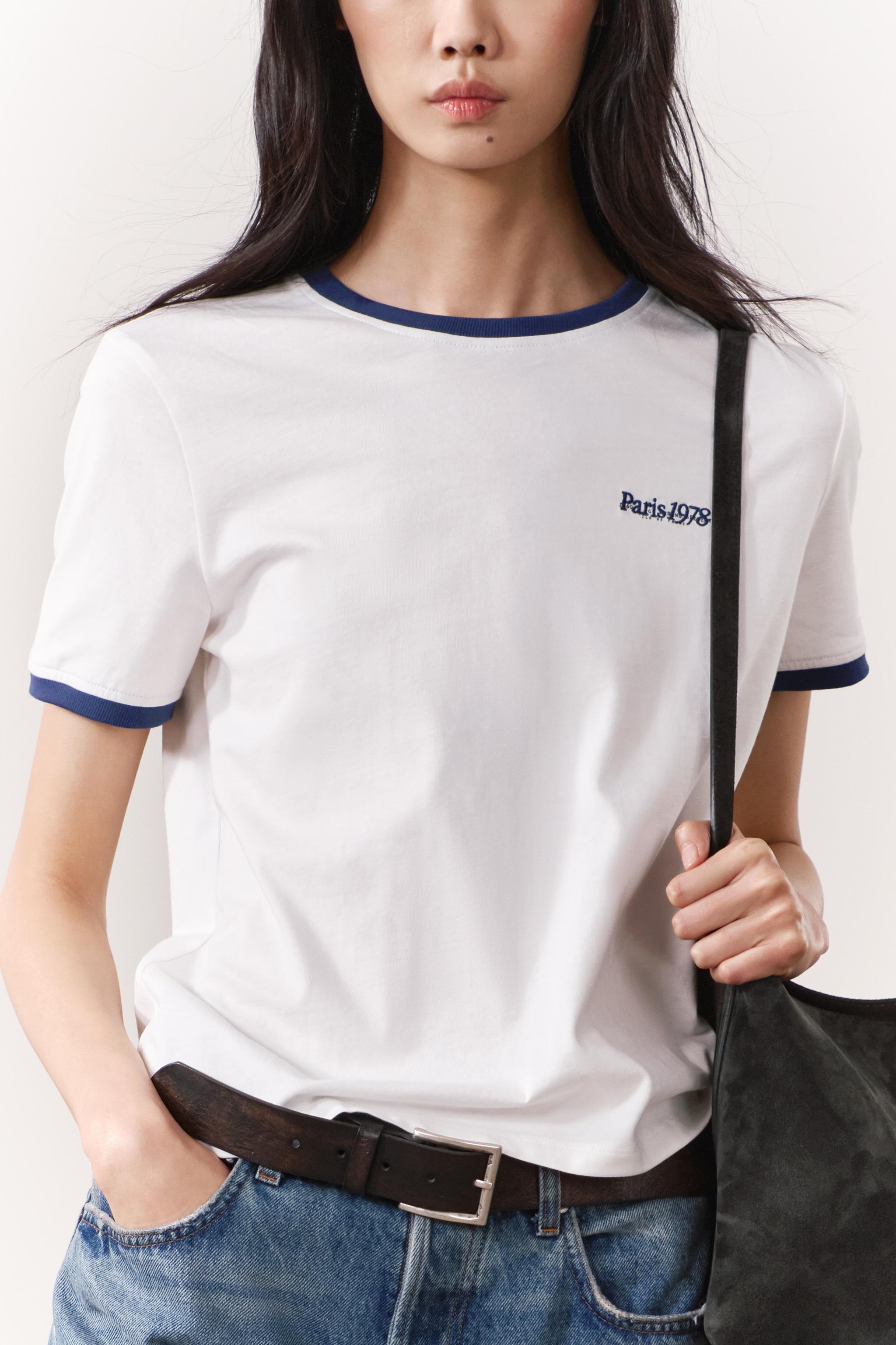 エンブロイダリーテキスト Tシャツ - ホワイト | ZARA Japan / 日本