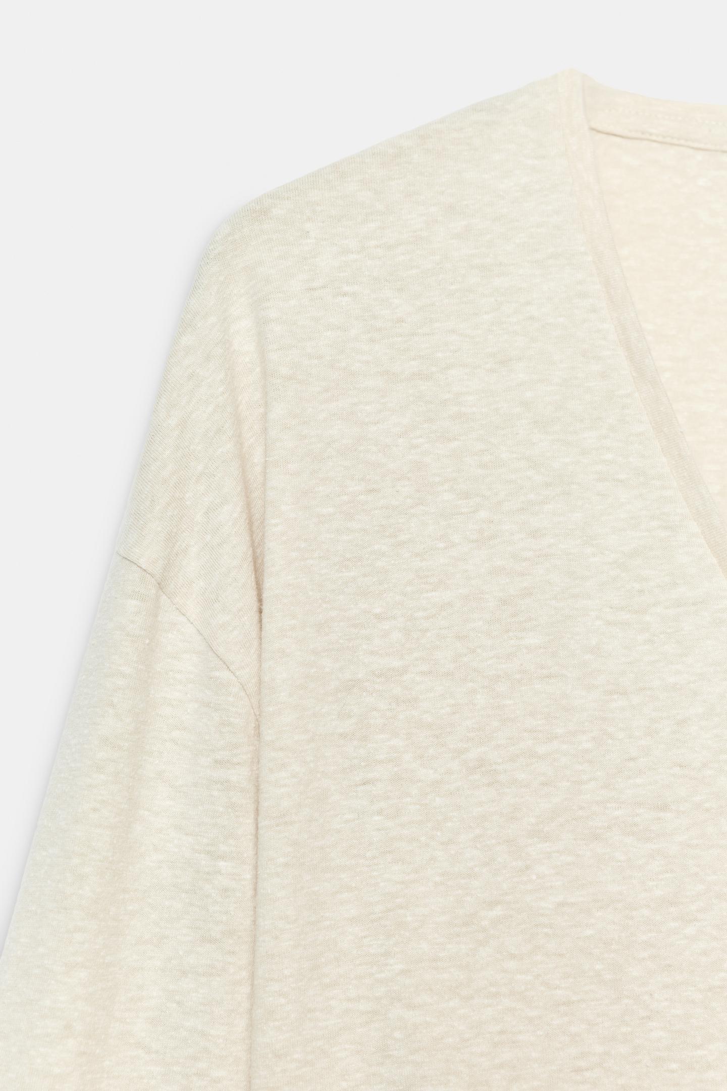 Женская футболка Zara V-NECK, цвет: Серо-бежевый — фото 9