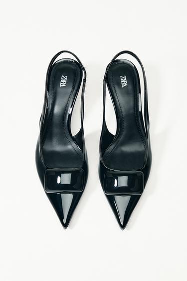 SLINGBACKS WITH HEEL DETAIL - Black by Zara