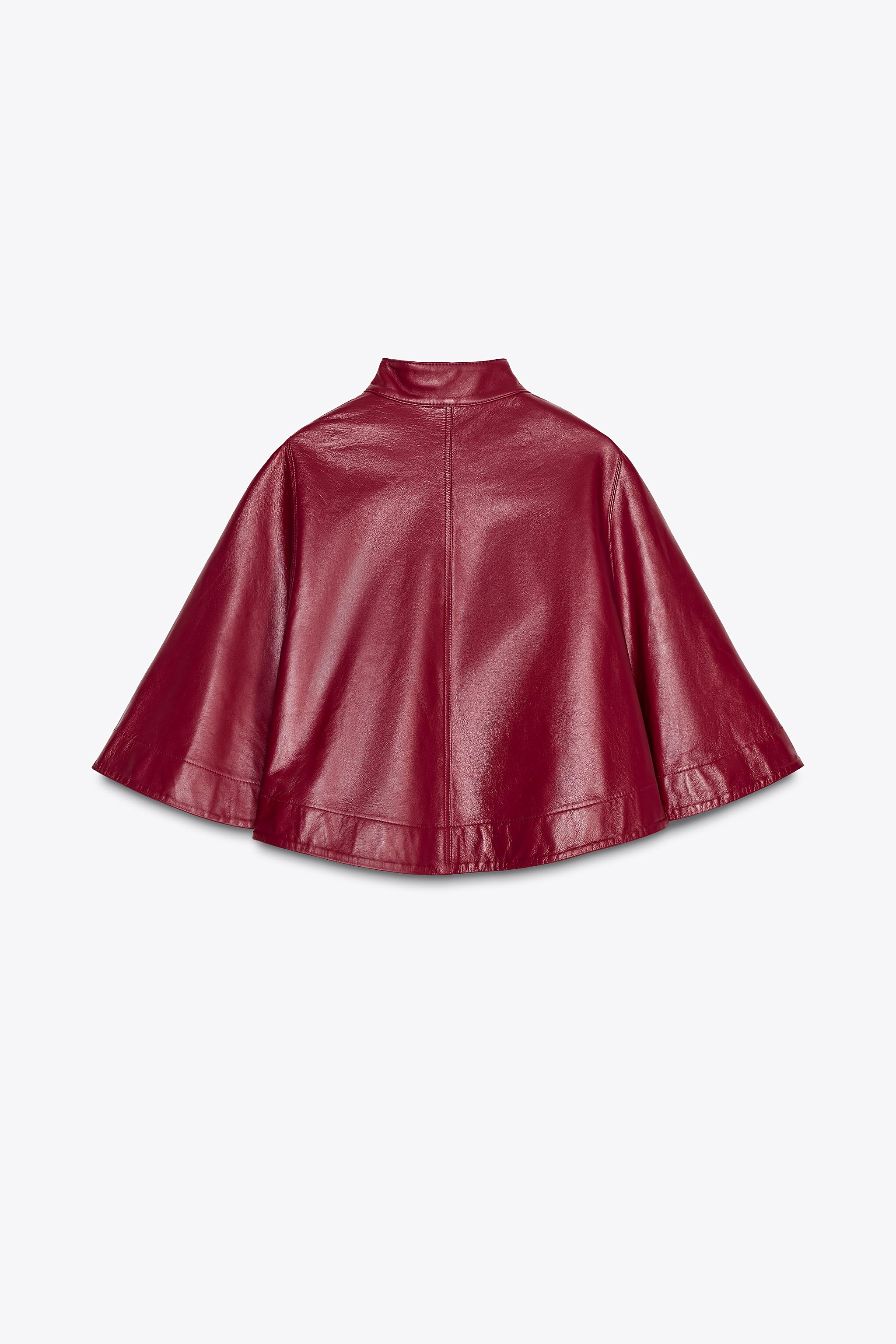 CROPPED LEATHER ZIP CAPE - Red | ZARA Mexico