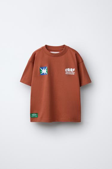 Zara TEXT PRINT T-SHIRT - Brick