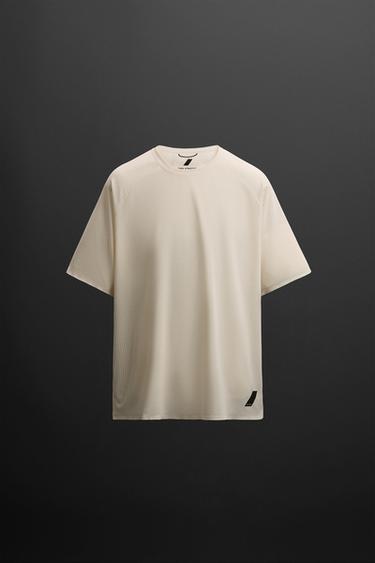 Zara PERFORATED STRUCTURE T-SHIRT - Ecru - Image 0