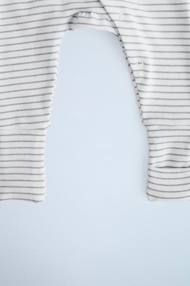 PYJAMA ENTIER À PIEDS TRANSFORMABLES RAYÉ - Gris clair de Zara - Image 3