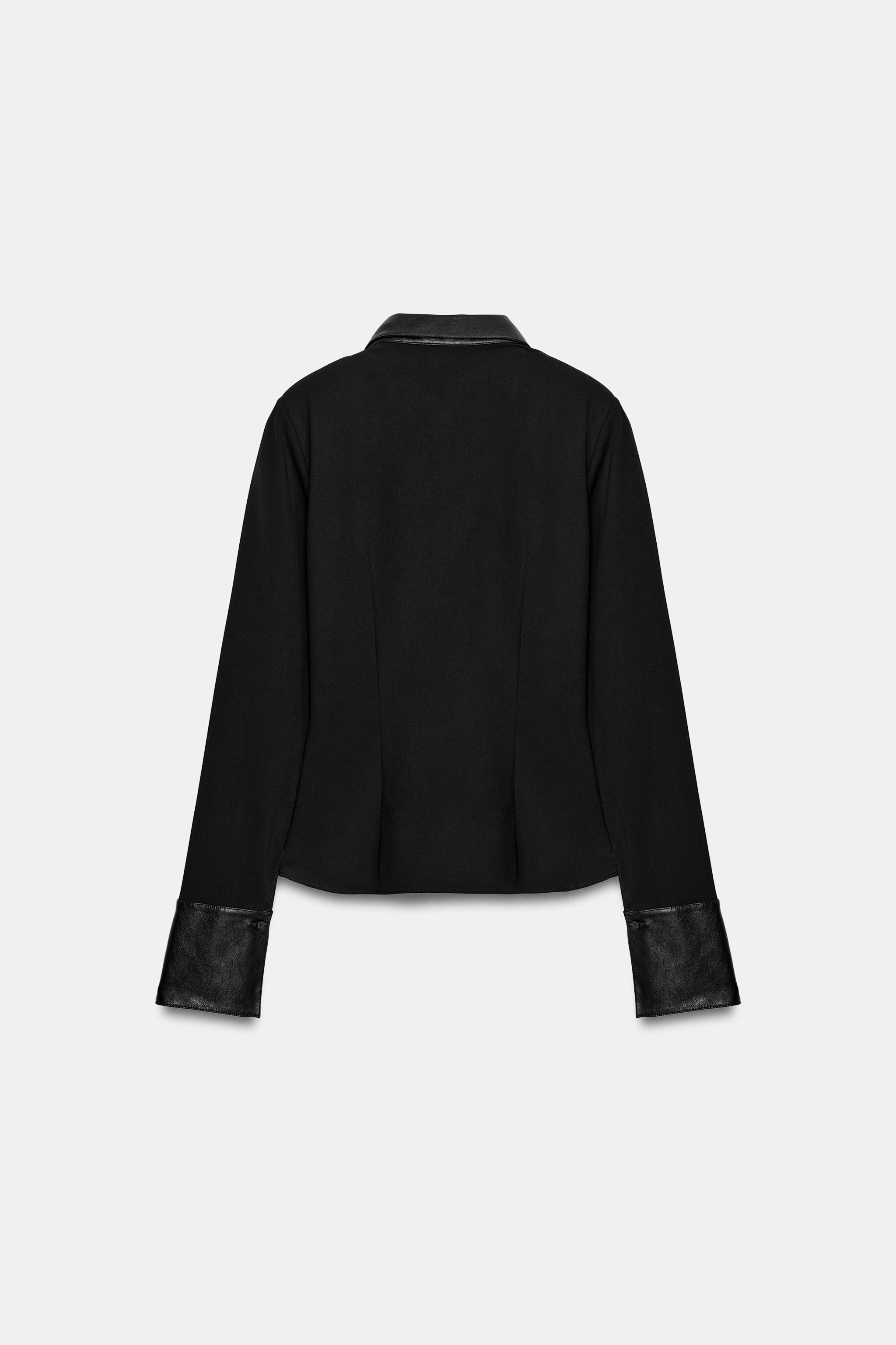 Женские рубашки Zara SHOULDER PAD CONTRAST SHIRT — фото 9