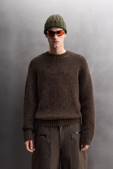 TEXTURED WOOL JUMPER - Brown by Zara
