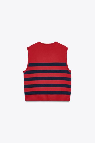 SIDE BUTTON KNIT WAISTCOAT TOP - striped by Zara - Image 4