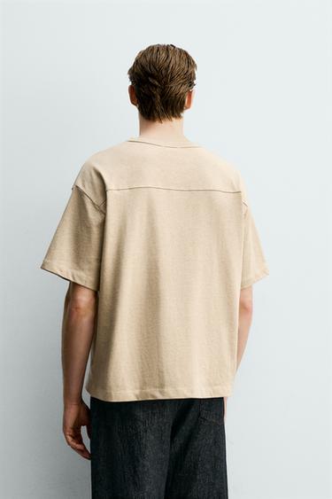 T-SHIRT STRUCTURÉ RELAXED FIT - Vison chiné de Zara - Image 2