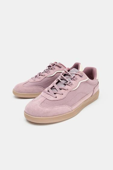 TENNIS DE SPORT AVEC PIÈCES ET MATIÈRES VARIÉES - Violet mauve de Zara - Image 4