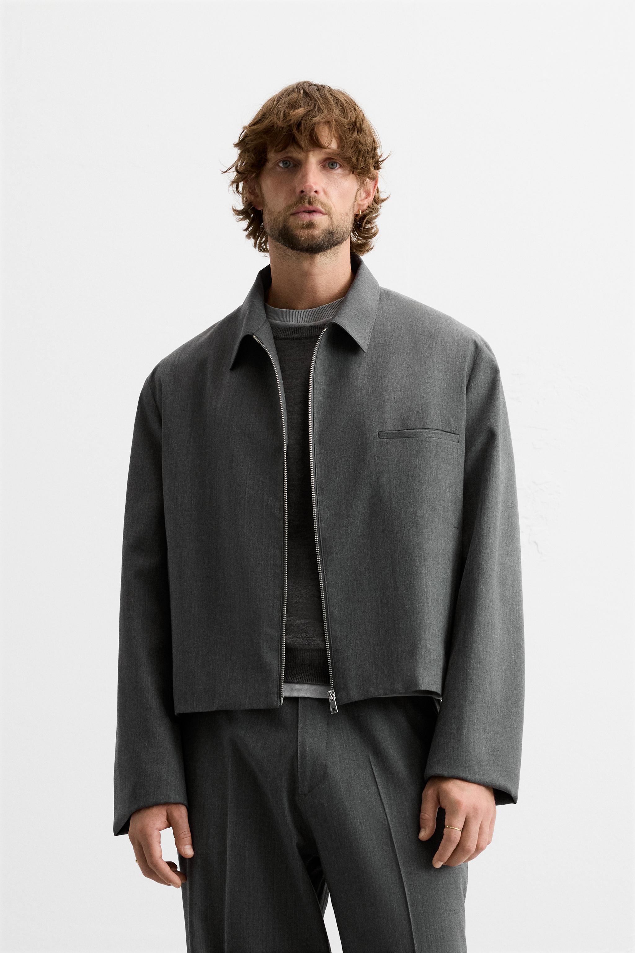 Grey men's coat zara hotsell