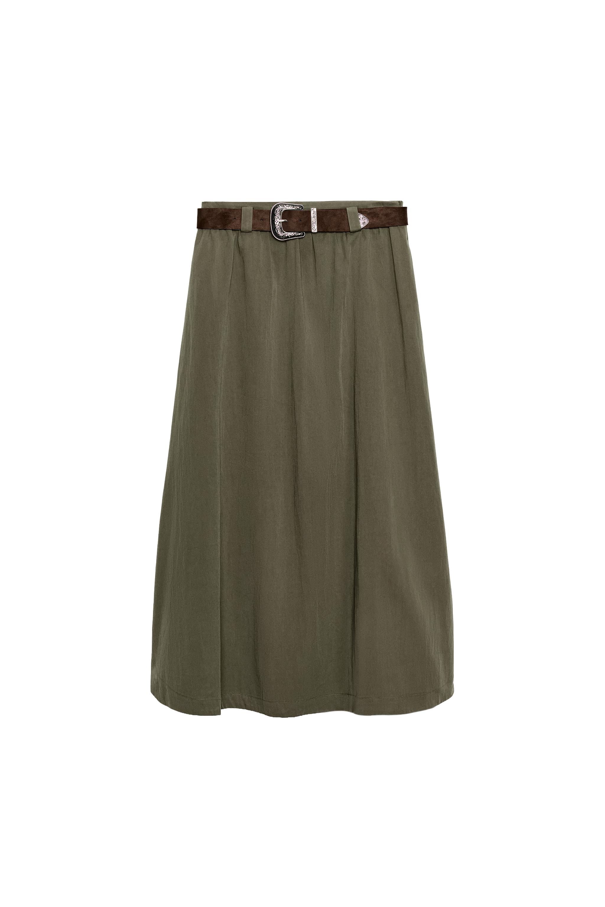 Женские юбки Zara BELTED MIDI A-LINE SKIRT — фото 10