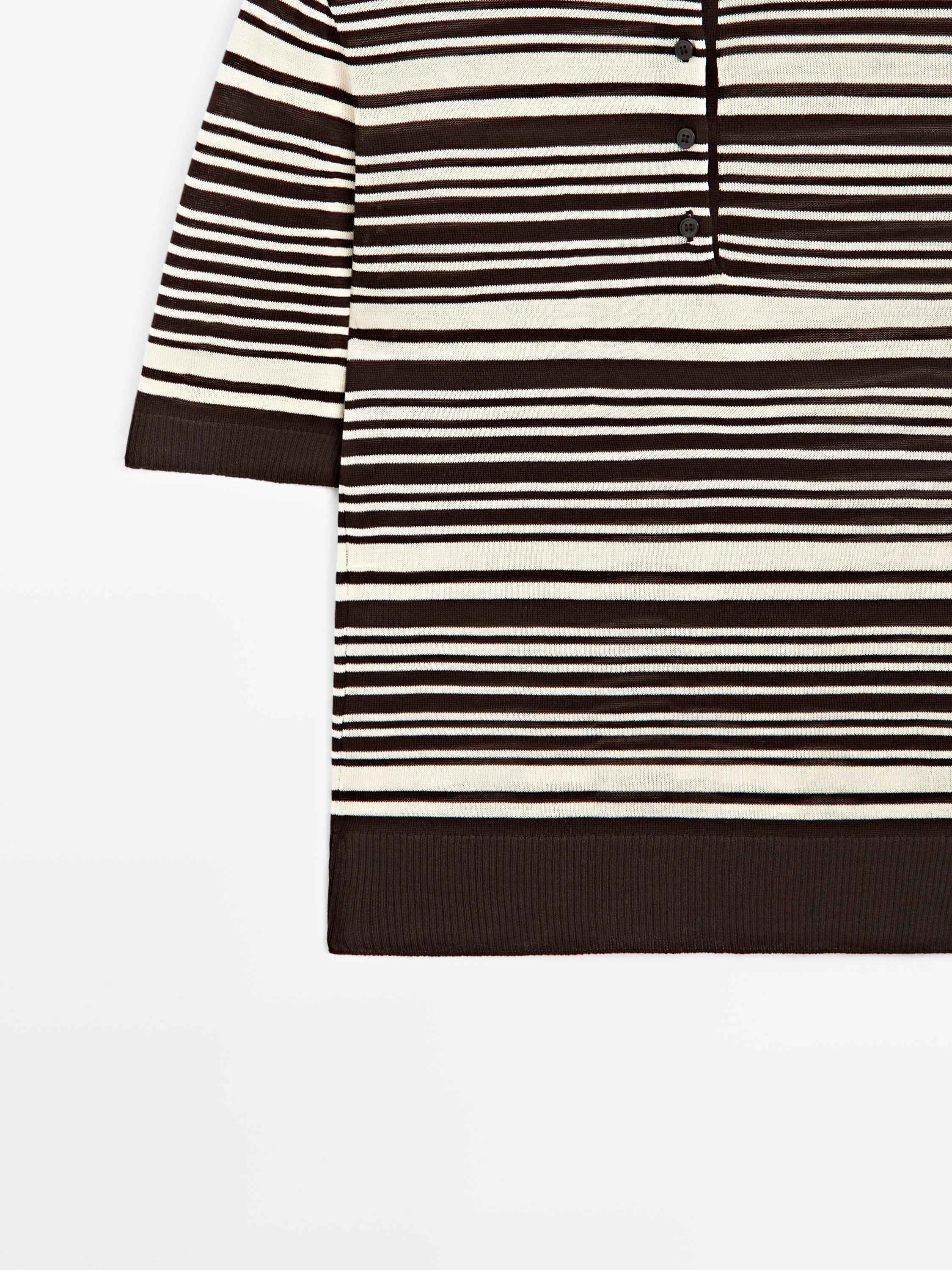 100% cotton striped knit polo shirt