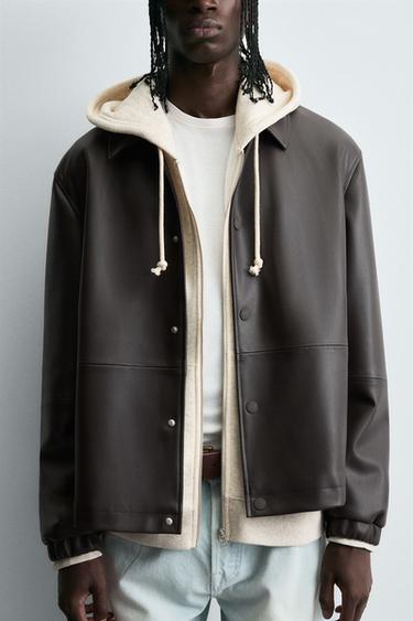 FAUX LEATHER JACKET - Brown by Zara - Image 4