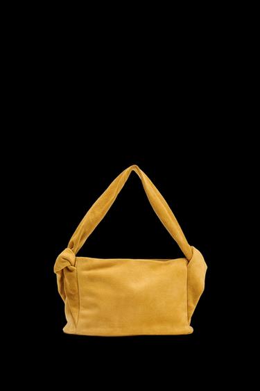 HANDTASCHE AUS VELOURSLEDER - Senfgelb von Zara