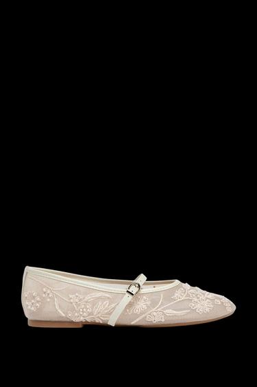 BALLERINA MIT MESH UND STICKEREIEN - Weiß von Zara - Bild 0