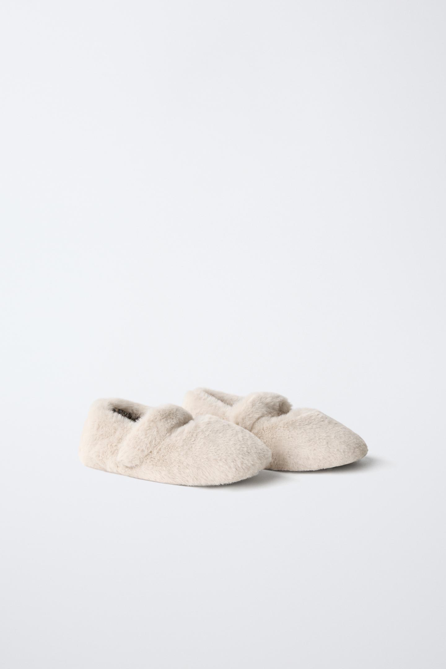 Детские балетки Zara Fur Ballet Flats, цвет: Молочный белый — фото 2