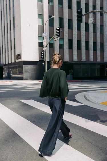 KNIT SWEATER WITH LOOSE-FIT SLEEVES - Dark green by Zara - Image 2