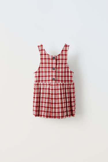 САРАФАН В КЛЕТКУ С ПРЯЖКОЙ — Красный / Белый от Zara — изображение 0