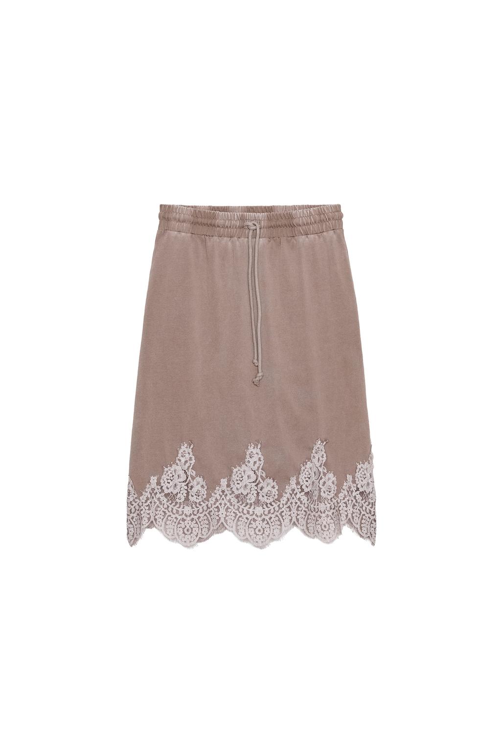 WASHED EFFECT SKIRT WITH LACE TRIM - image 3