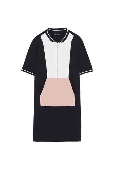COLOUR BLOCK POUCH POCKET DRESS