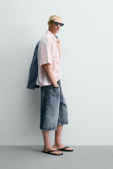 PRINTED GRAPHIC BOXY FIT POLO SHIRT - Pink by Zara - Image 3