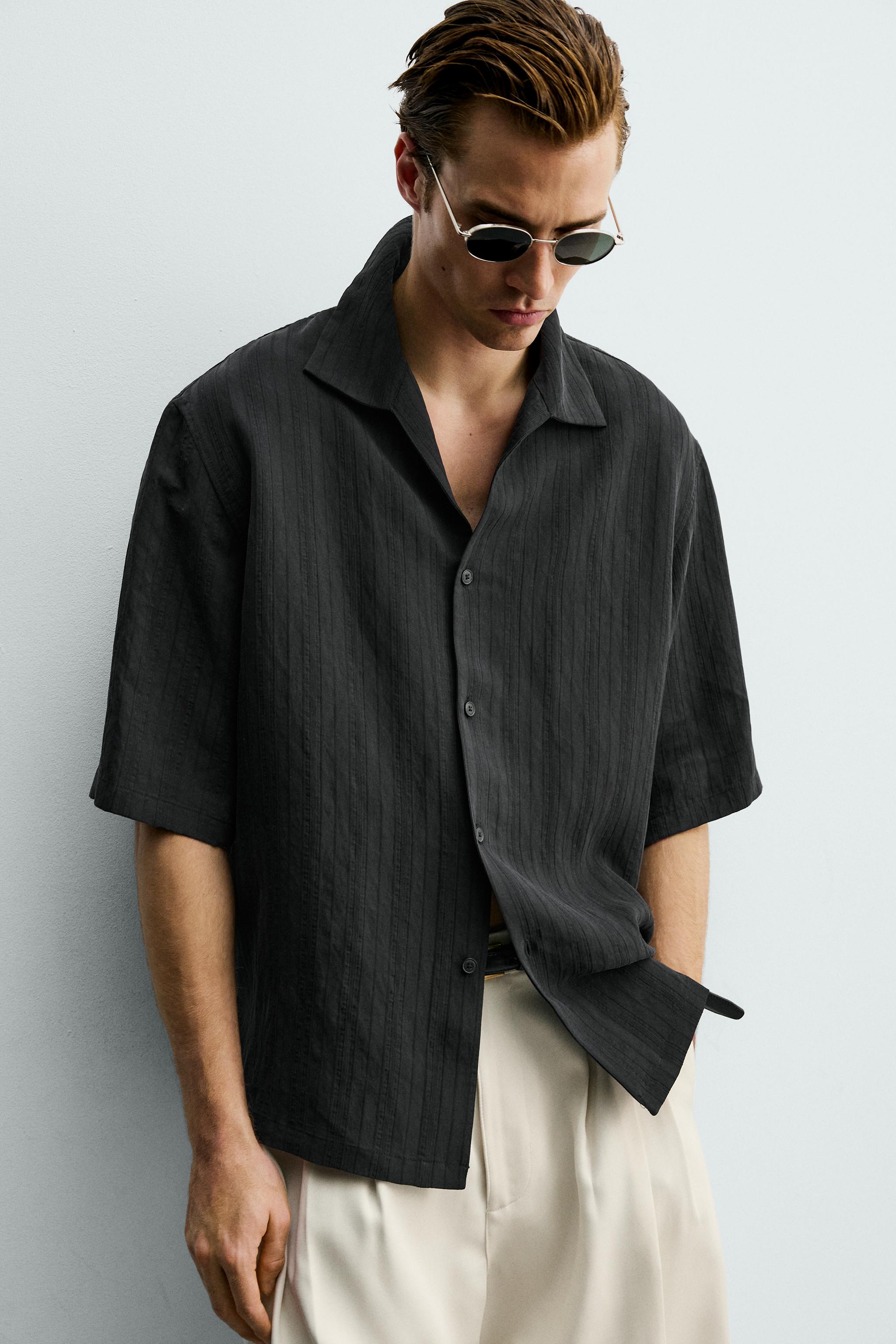 STRIPED JACQUARD BOXY FIT SHIRT