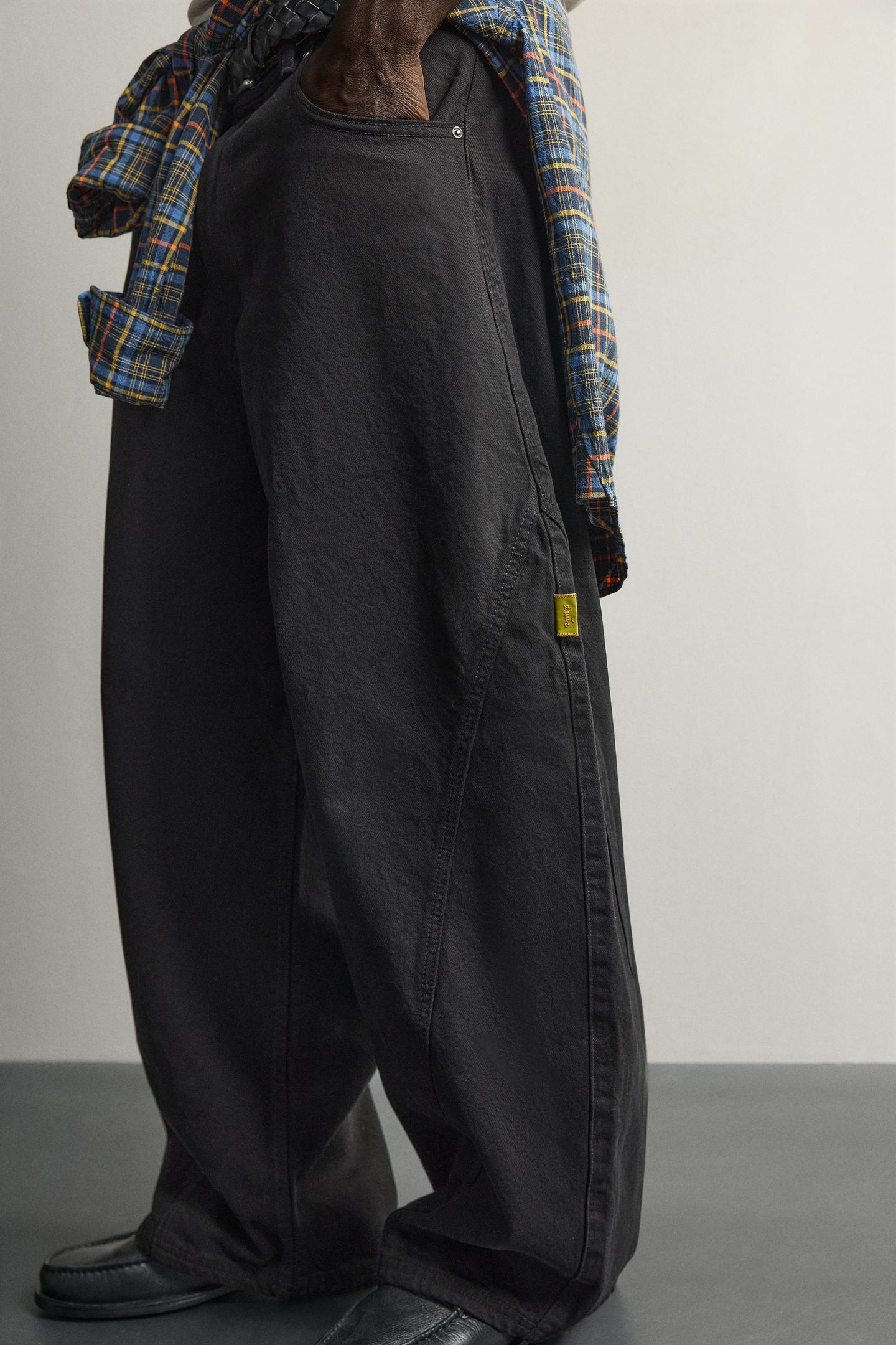 Мужские брюки Zara Pinstripe Balloon Fit, цвет: Чёрный — фото 6