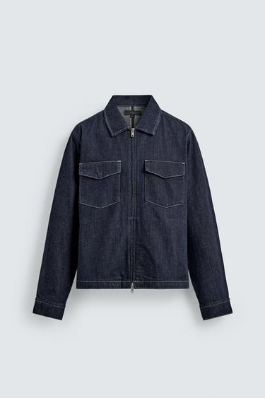 DENIM OVERSHIRT WITH ZIP - Indigo by Zara