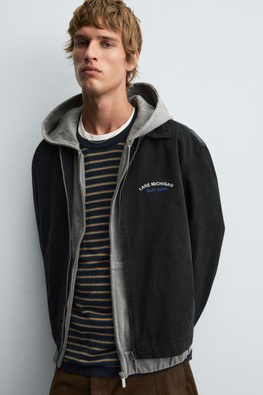 EMBROIDERED ZIP-UP JACKET - Black by Zara