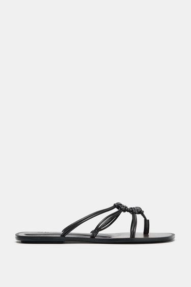 FLAT SANDALS WITH METAL DETAIL - Brown by Zara - Image 0