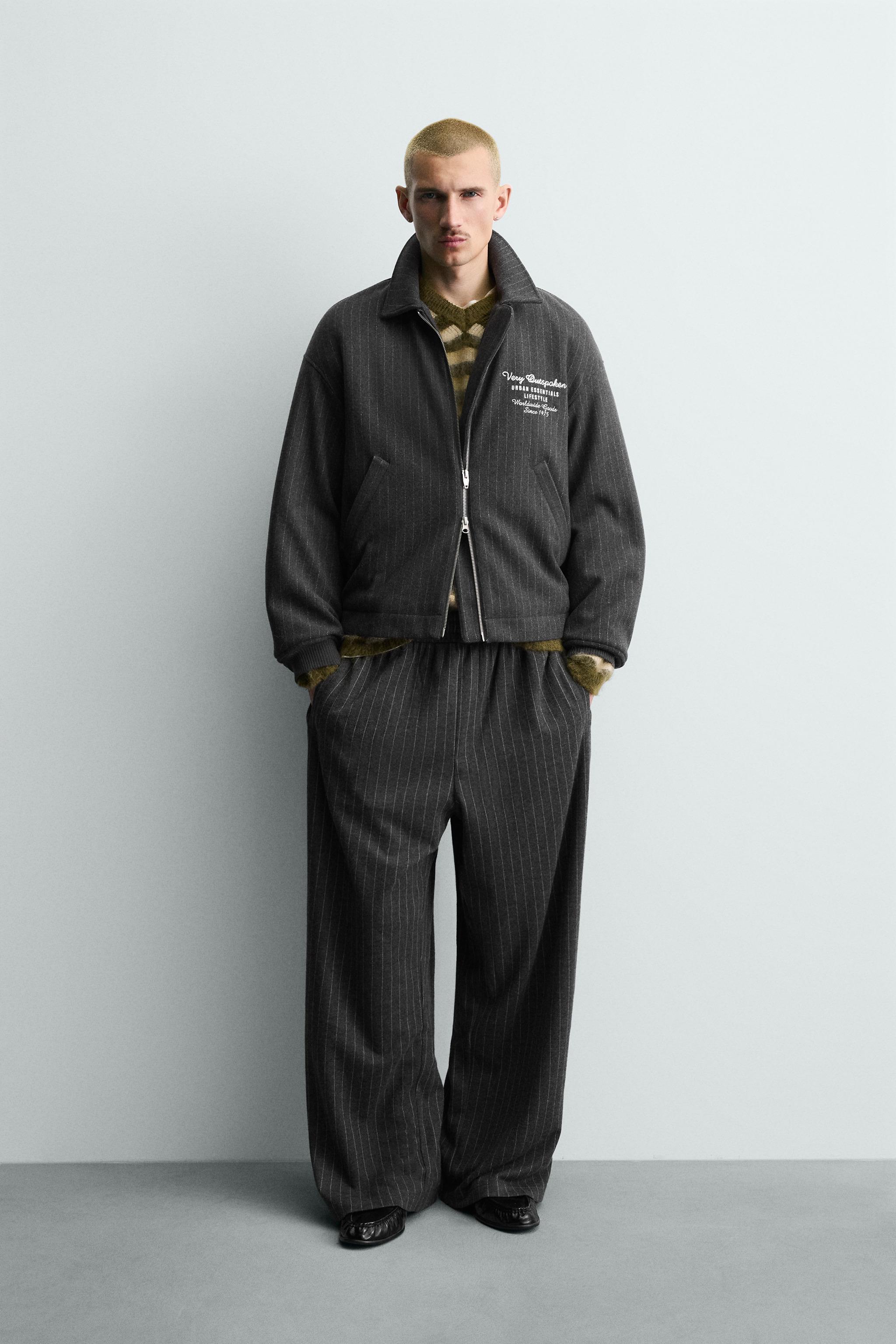 EMBROIDERED STRIPED JACKET - Light gray | ZARA United States