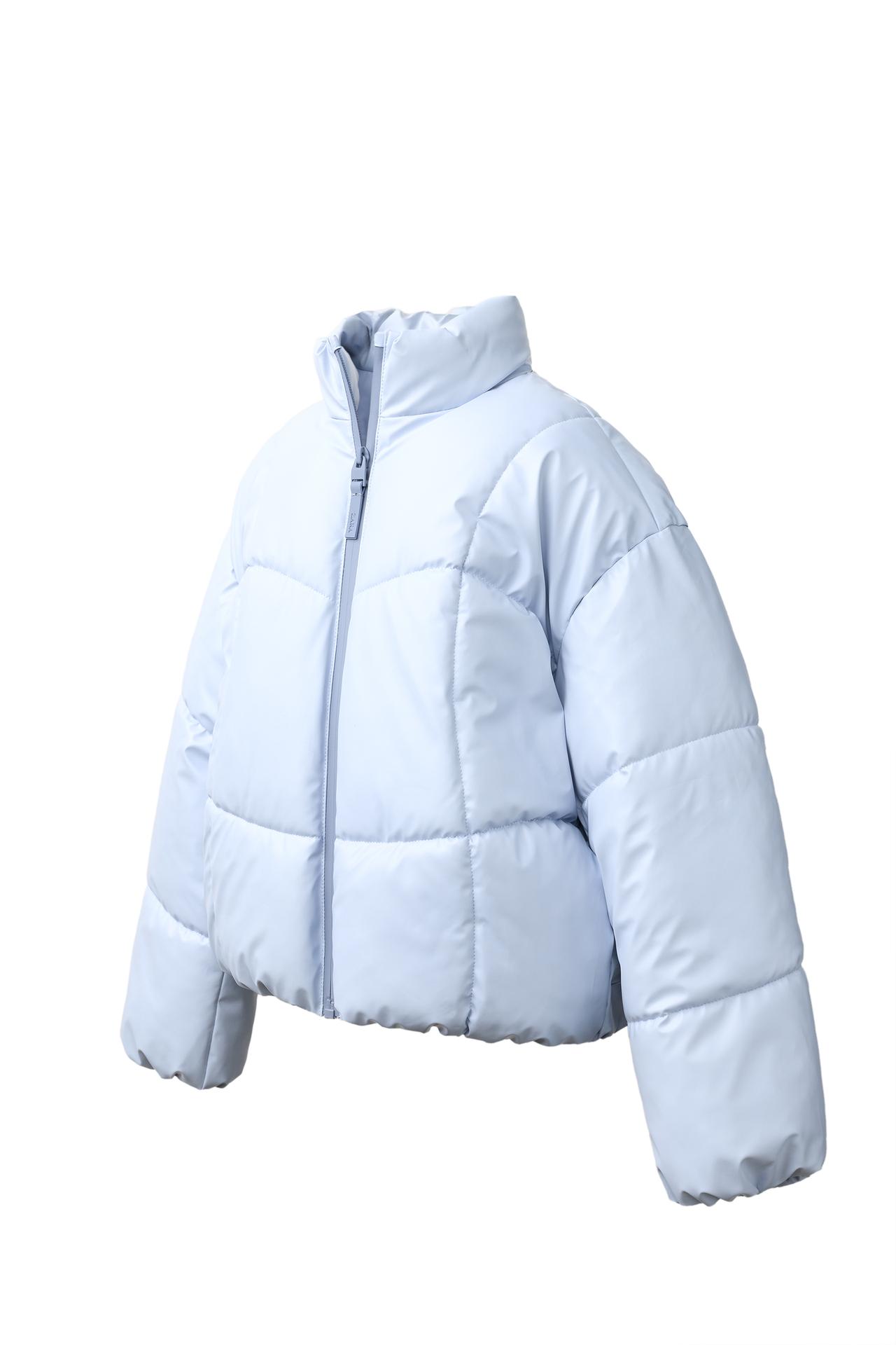 WATER-REPELLENT RUBBERIZED PUFFER COAT — Pastel blue