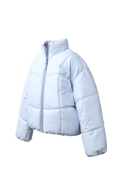 WATER-REPELLENT RUBBERIZED PUFFER COAT — Pastel blue 2