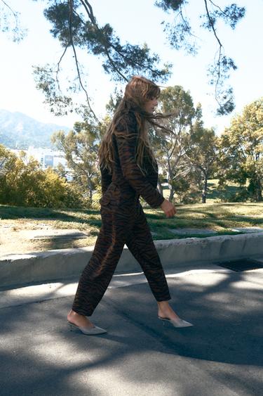 ANIMAL PRINT BARREL TROUSERS - Black / Brown by Zara