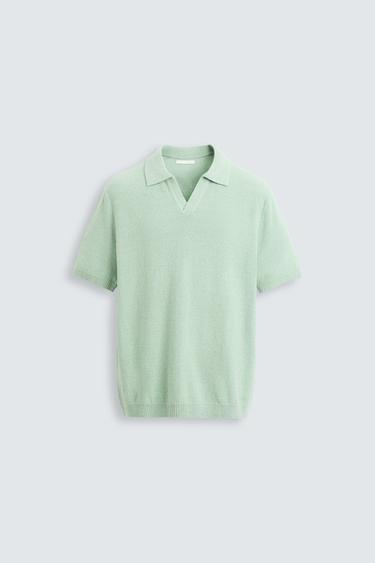 CAMISA POLO DE MALHA COM TEXTURA - Menta da Zara