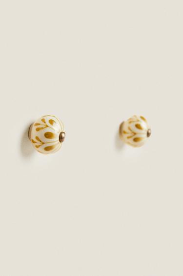 LOT BOUTONS DE PORTE CÉRAMIQUE FLEUR (LOT DE 2) - Moutarde de Zara - Image 1