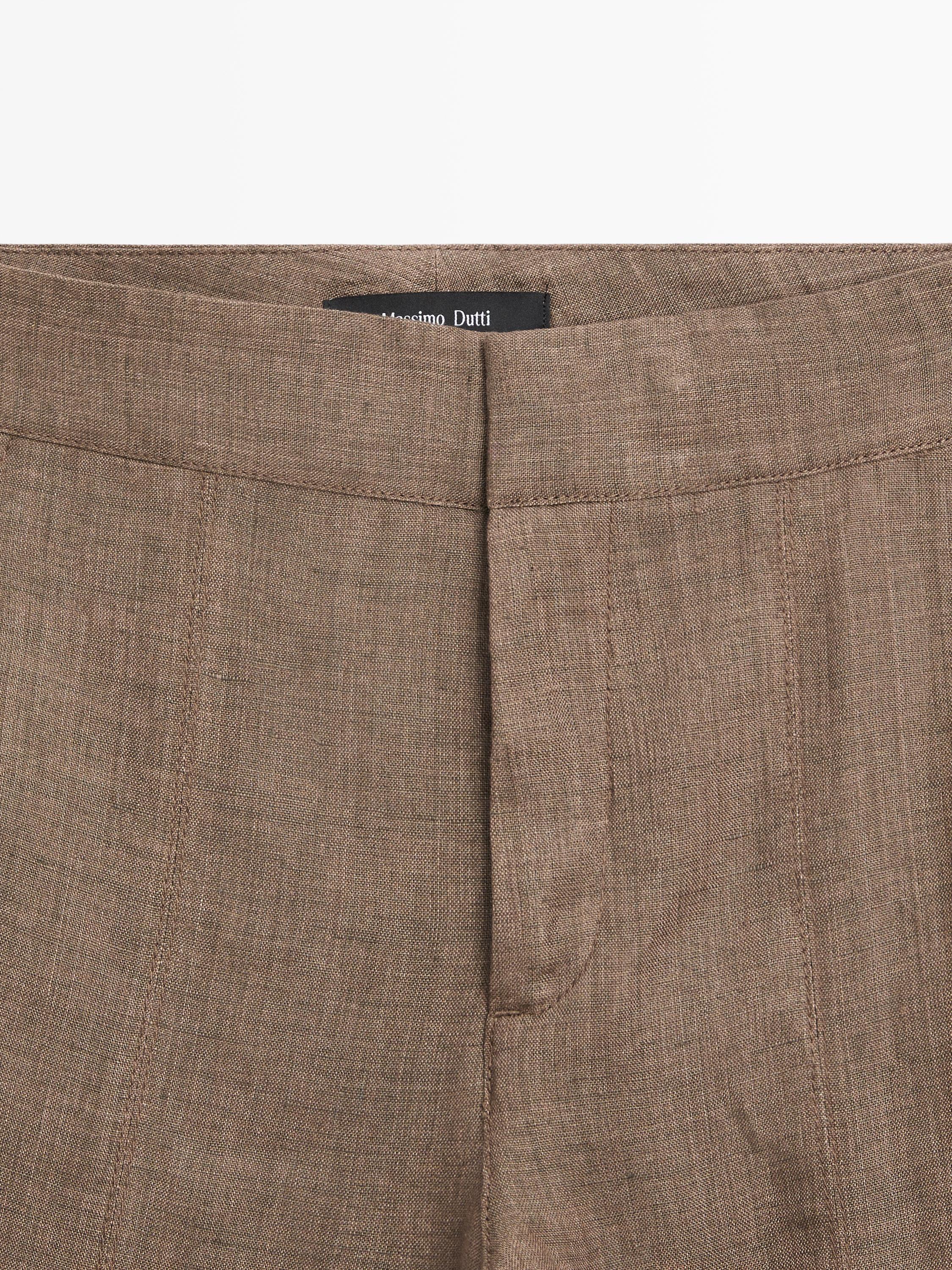 100% linen kick flare trousers
