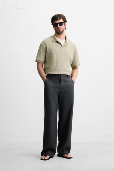 Zara RIB KNIT POLO SHIRT - Light green - Image 0