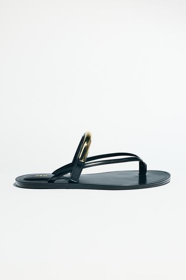 Zara 金屬飾片涼鞋 - 黑色